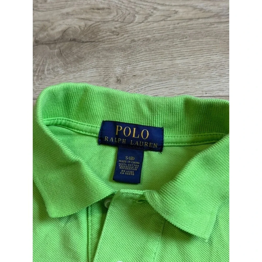 EUC Boys Kids Polo ralph lauren green short sleeve polo shirt cotton size‎ S 8